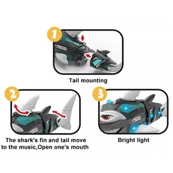 Mechanical Shark You Motorized Ocean Animal Rotating‎ Mouth Smart Music Lights - Picture 9 of 9